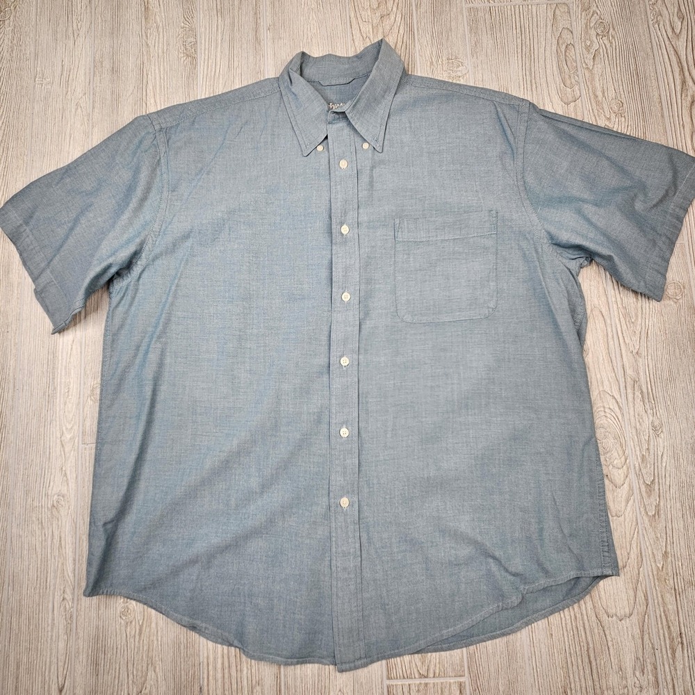 St Johns Bay‎ Shirt Mens XL Blue Short Sleeve Button Up Pocket Casual Summer